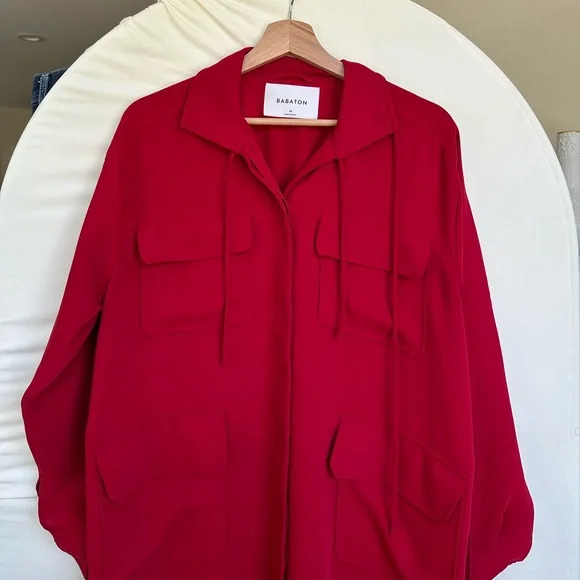 Aritzia Babaton Howitt Red Dress Cargo Jacket - Picture 2 of 7